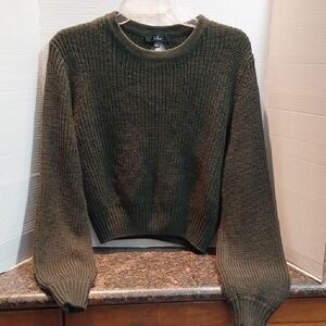 Lulu's Green Crew Neck Sweater Timeless Ribbed Knit